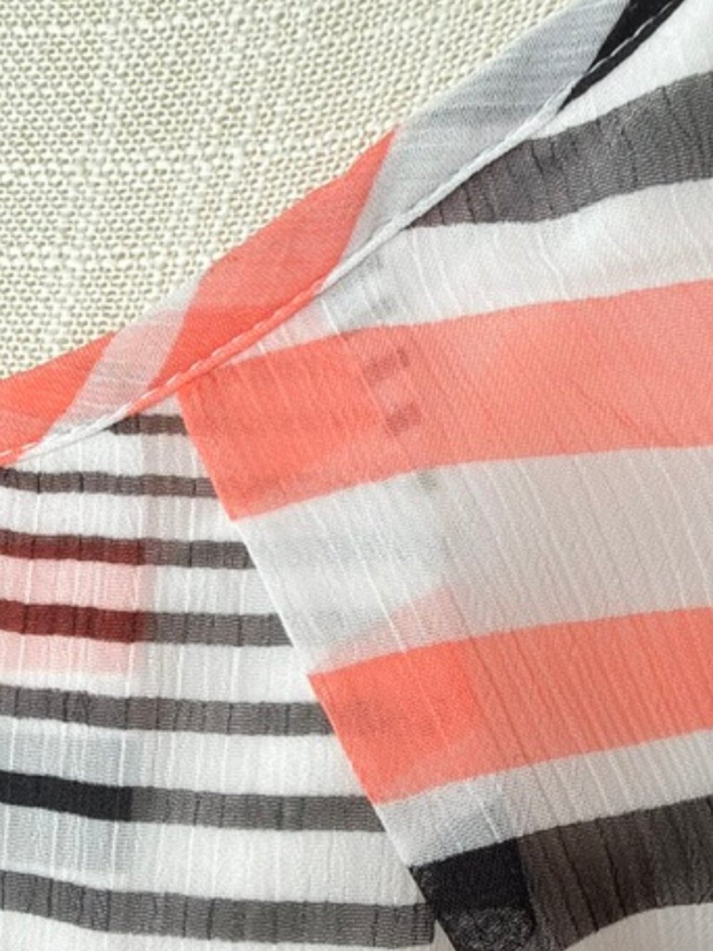 Sarah Michelle Striped Sheer Blouse with Elastic Hem - Picture 5 of 8